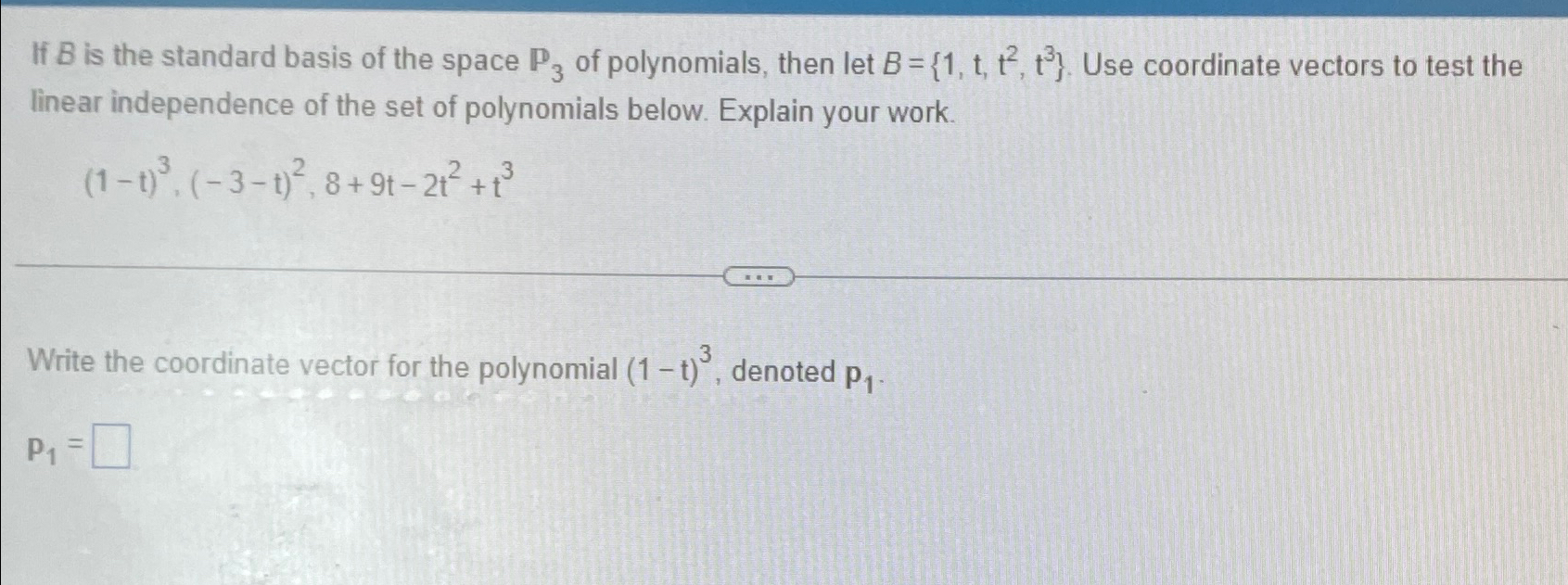 If B ﻿is the standard basis of the space P3 ﻿of