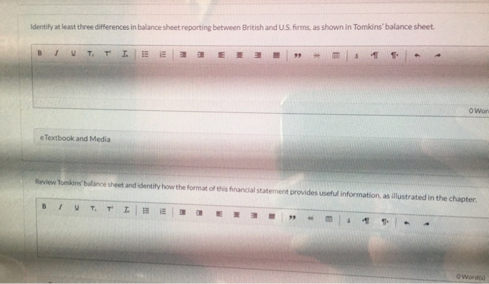 Solved The balance sheet for Tomkins plc., a British