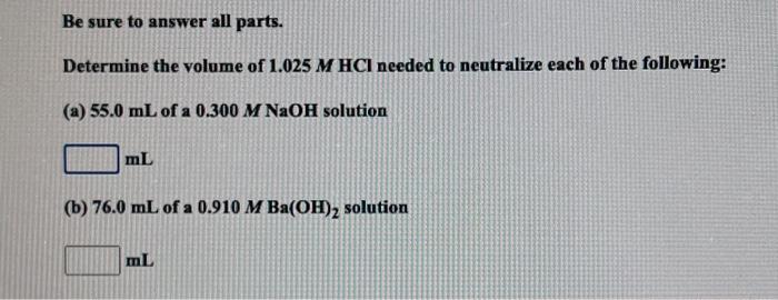 Solved Be Sure To Answer All Parts. Determine The Volume Of | Chegg.com