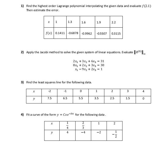 1 Find The Highest Order Lagrange Polynomial 2514