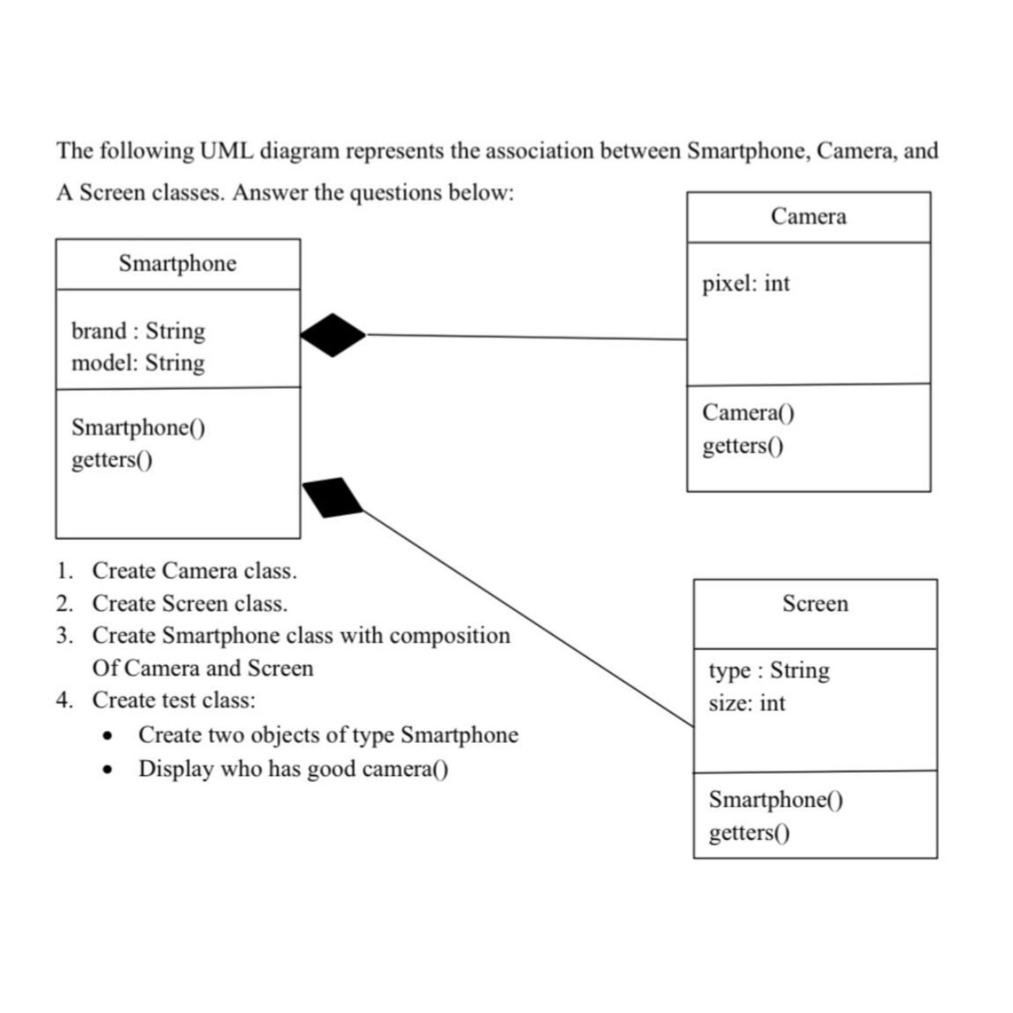 Solved Java programThe following UML diagram represents the | Chegg.com