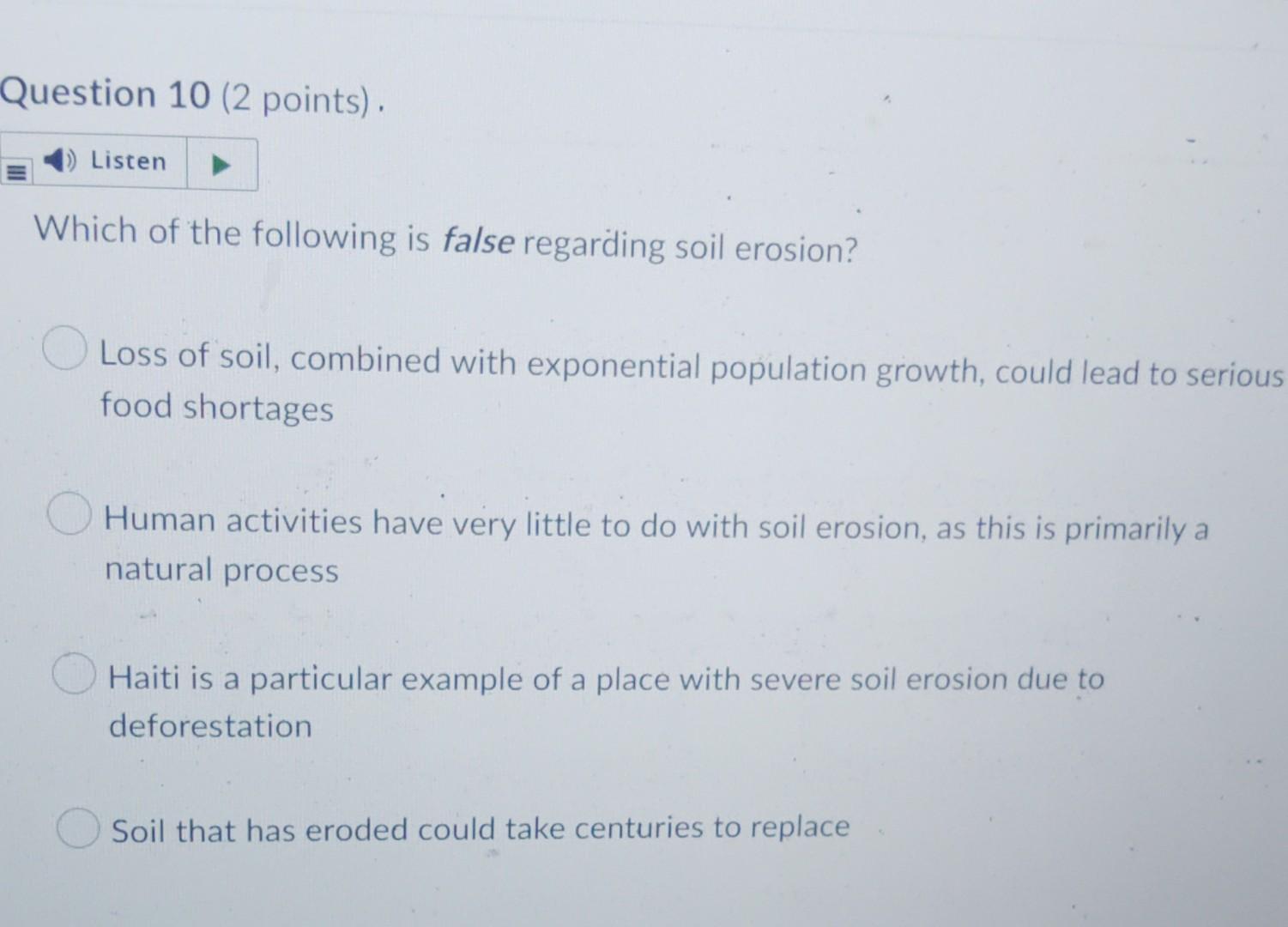 Solved Question 10 (2 points). Listen Which of the following | Chegg.com