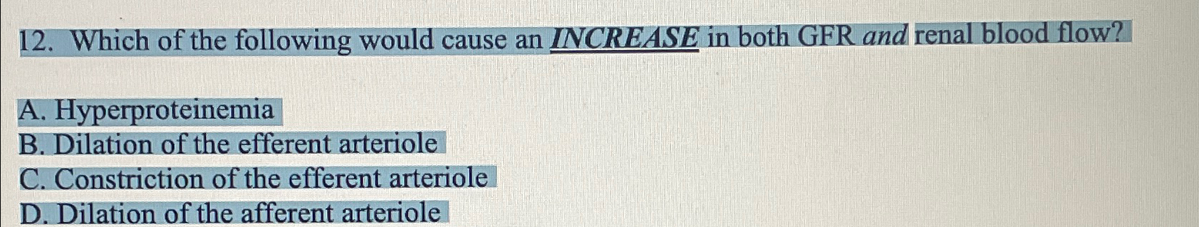 Solved Which of the following would cause an INCREASE in | Chegg.com