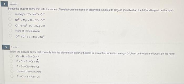 Solved 4 5 points Select the answer below that lists the | Chegg.com