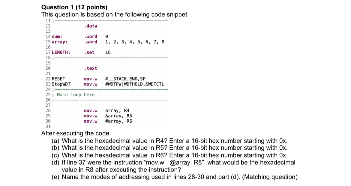 Solved Question 1 (12 ﻿points)This question is based on the | Chegg.com