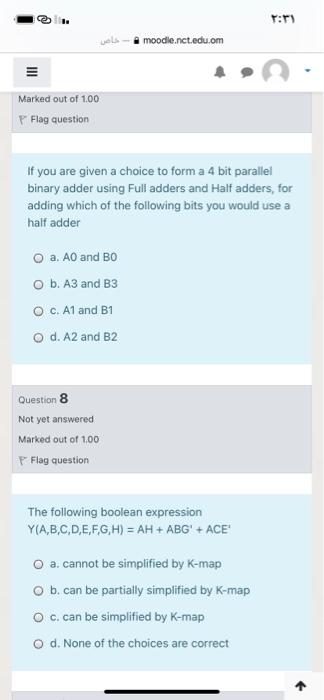 Solved ۲ ۳۱ Moodle Nct Edu Om Marked Out Of 100 P Flag Chegg Com