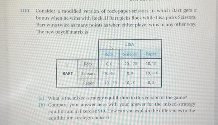 Solved 0. Consider A Modified Version Of Rock-paper-scissors | Chegg.com