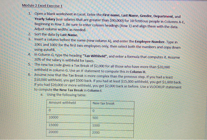 Excel Module 2 Chapter Work Solved Module 2 Excel Exercise 1 1. Open a blank worksheet | Chegg.com
