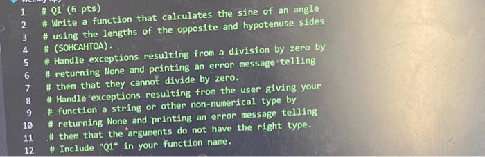 Solved 1 # Q1 (6 pts) \# Write a function that calculates | Chegg.com