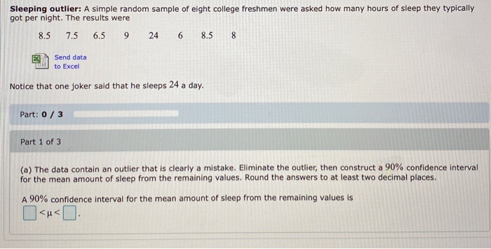 Solved Sleeping outlier: A simple random sample of eight | Chegg.com