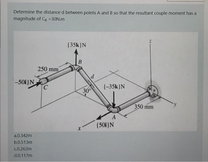 Solved Determine The Distance D Between Points A And B So | Chegg.com