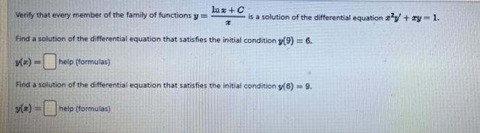 Solved Verify that every member of the family of functions | Chegg.com
