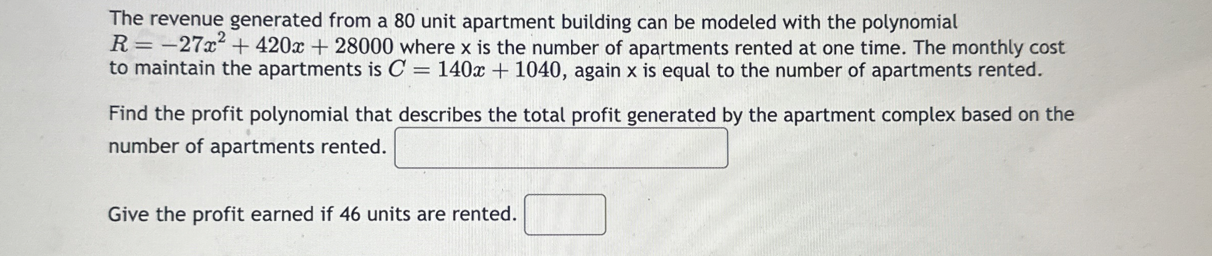 The revenue generated from a 80 ﻿unit apartment