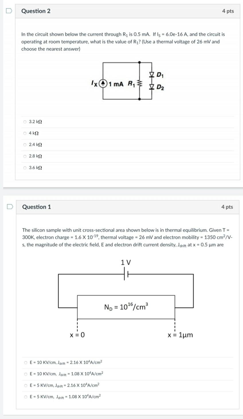 Solved Question 2 4 pts In the circuit shown below the | Chegg.com