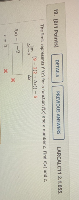 Solved 11. [0/1 Points] DETAILS PREVIOUS ANSWERS LARCALC11 | Chegg.com