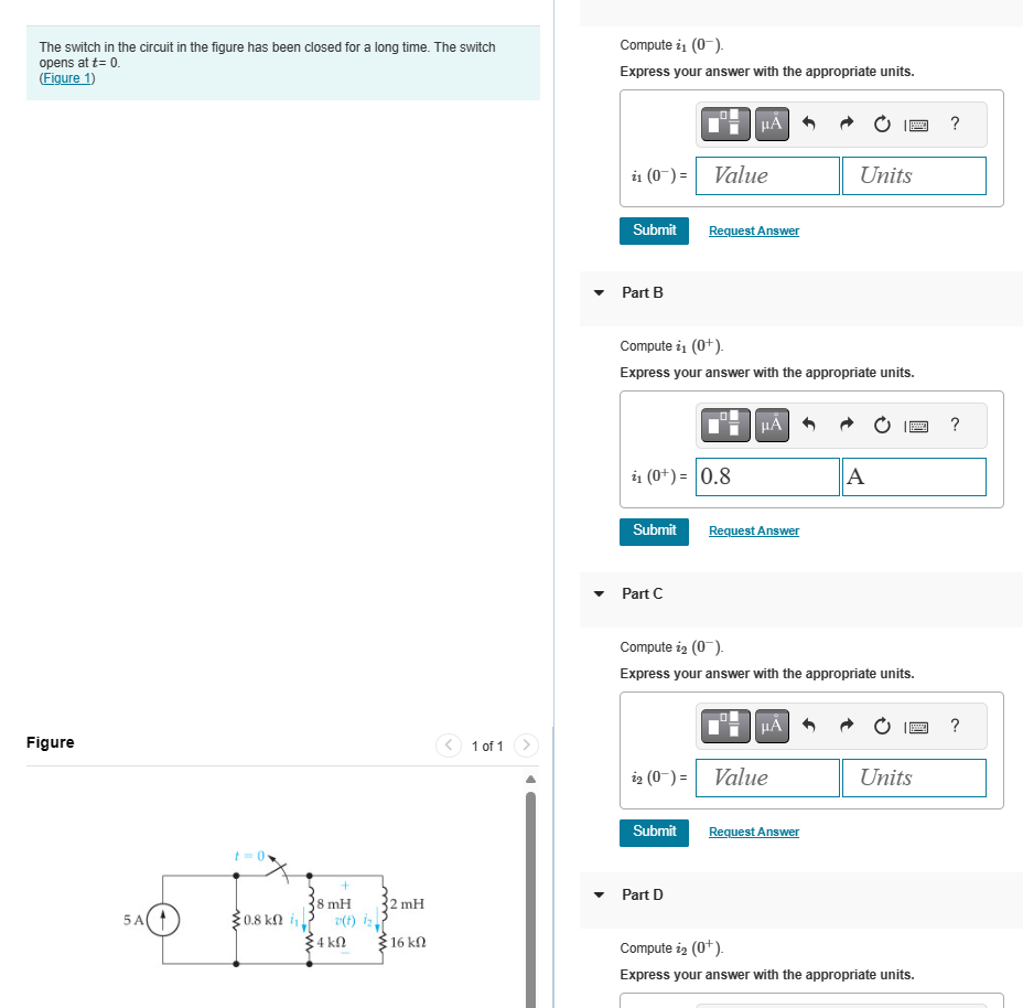Solved The switch in the circuit in the figure has been | Chegg.com