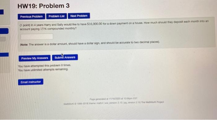 Solved HW19: Problem 3 Previous Problem Problem List Next | Chegg.com