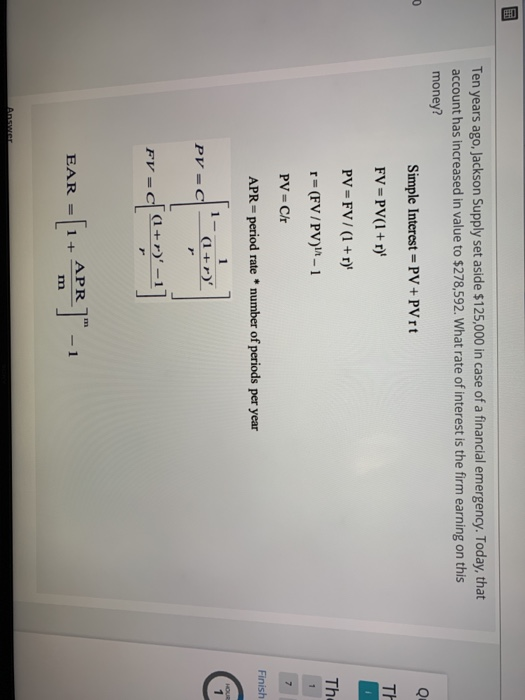 Solved Ten years ago, Jackson Supply set aside 125,000 in