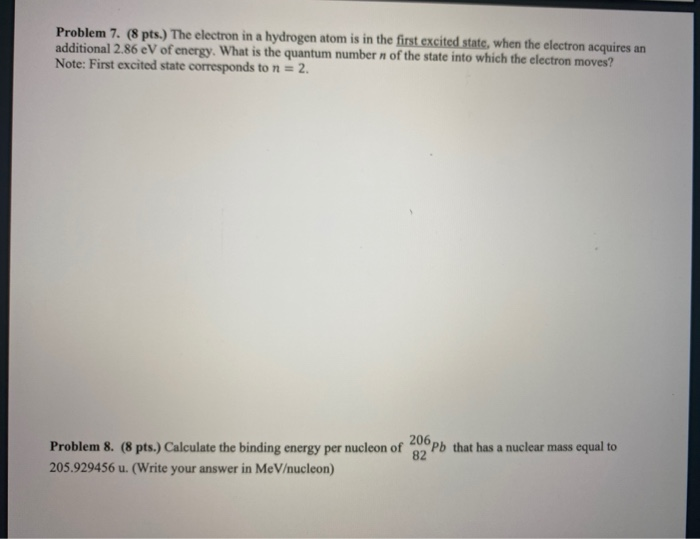 Solved Problem 7. (8 pts.) The electron in a hydrogen atom | Chegg.com