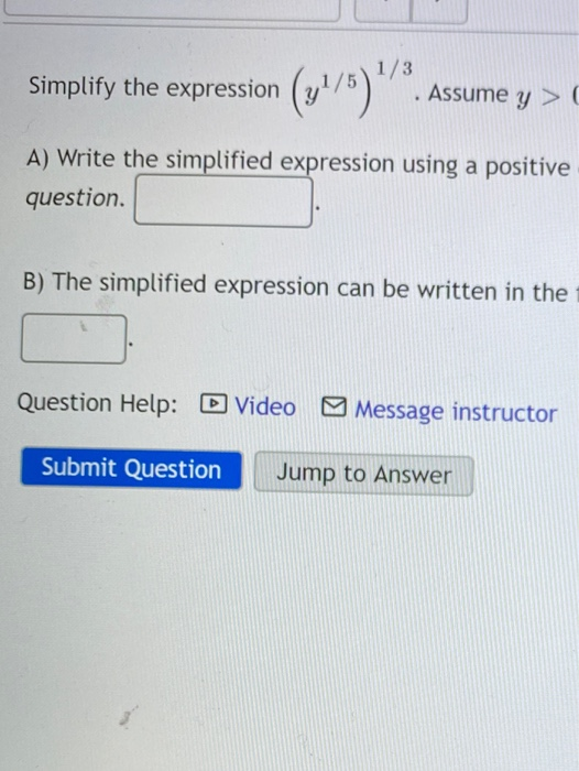 Solved simplify the expression (31/5) (32/6). Assume y> A) | Chegg.com