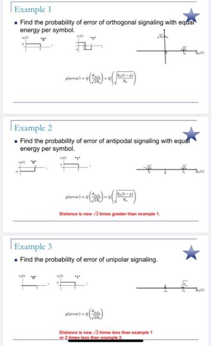 Solved Example 1 Find the probability of error of orthogonal | Chegg.com