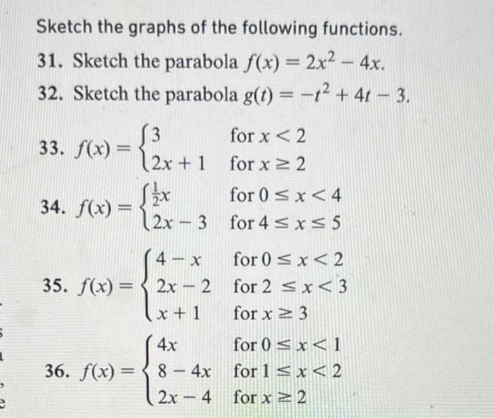 Solved - {rt1 Sketch the graphs of the following functions. | Chegg.com