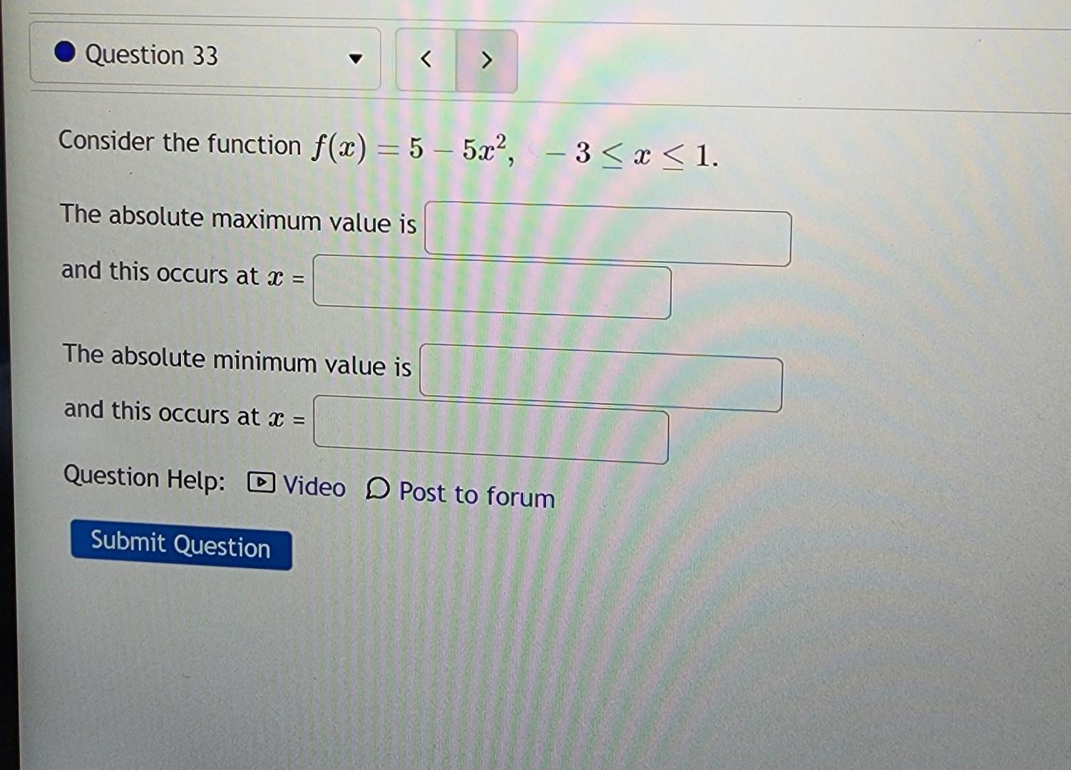 Solved Consider The Function F X 5−5x2 −3≤x≤1 The Absolute