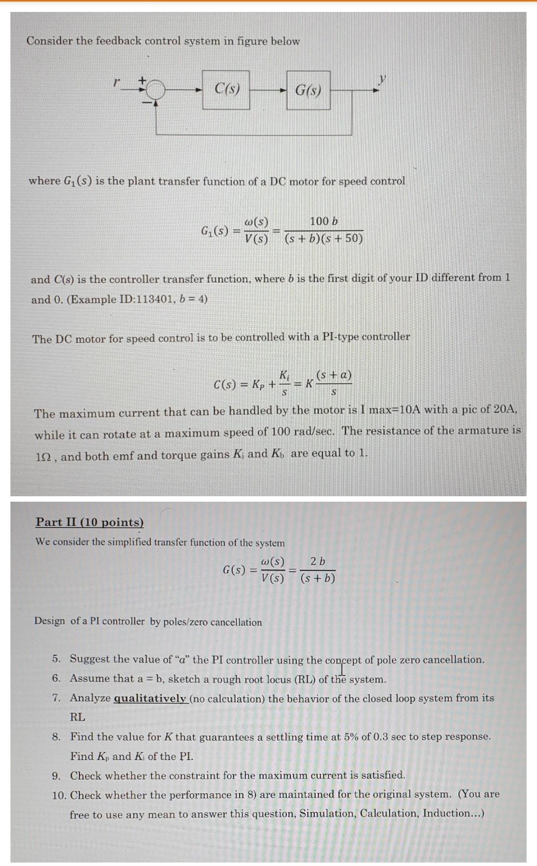 Solved Consider the feedback control system in figure below | Chegg.com