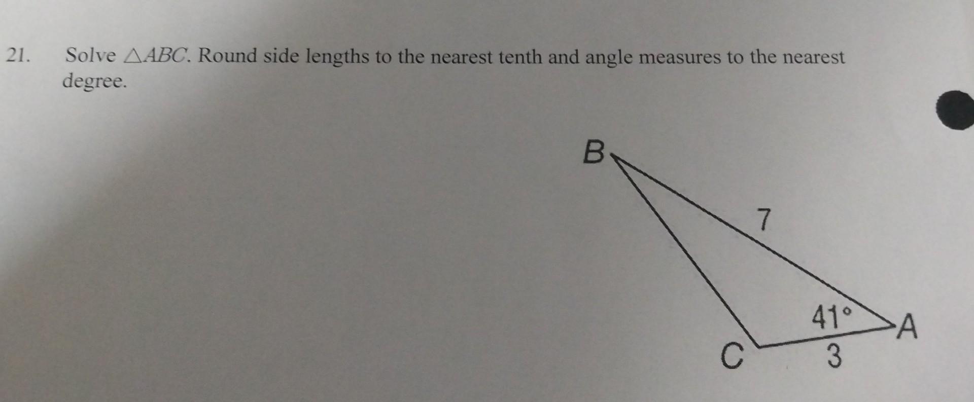 Solved Solve ABC. Round Side Lengths To The Nearest Tenth | Chegg.com