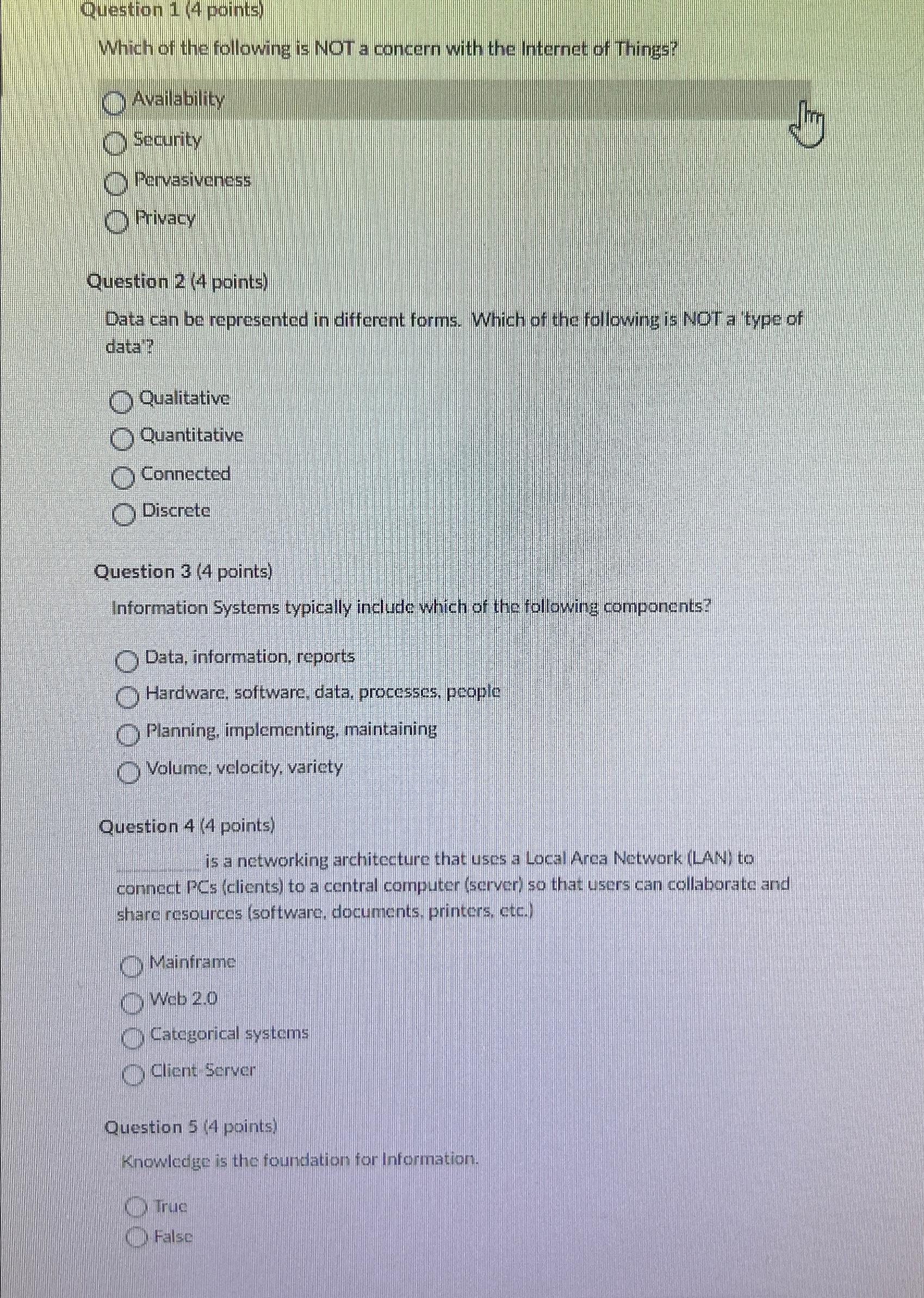 Solved Question 1 (4 ﻿points)Which of the following is NOT a | Chegg.com