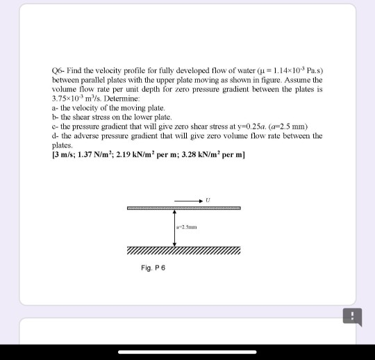 Solved Q6 Find The Velocity Profile For Fully Developed Chegg