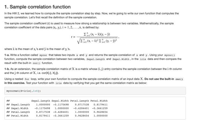 Solved 1. Sample Correlation Function In The HW 2, We | Chegg.com