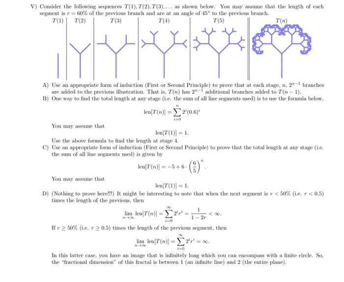 V) Consider the following sequences T(1), 7(2), | Chegg.com