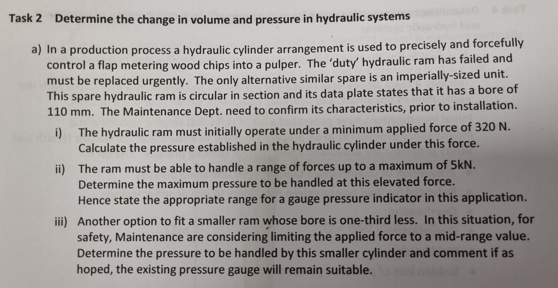 Solved Task 2 Determine the change in volume and pressure in | Chegg.com