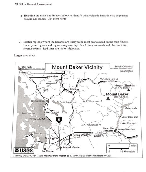 Solved Mt Baker Hazard Assessment 1) Examine the maps and | Chegg.com