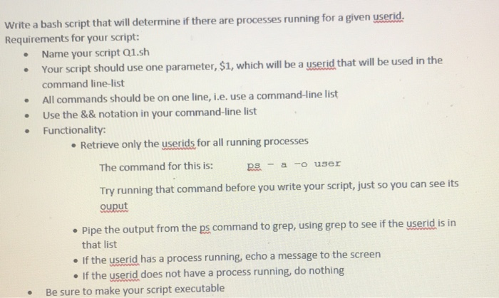 Solved Write a bash script that will determine if there are | Chegg.com