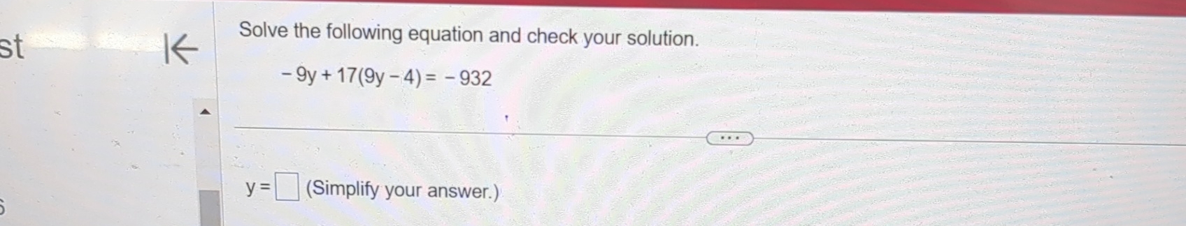 Solved Solve the following equation and check your | Chegg.com