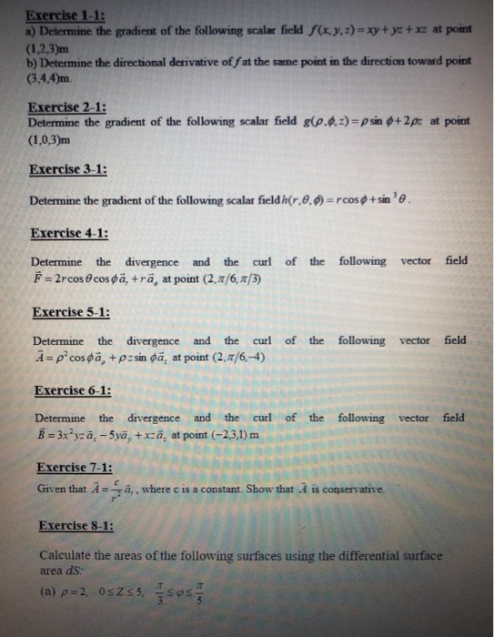 Solved Exercise 1.1: a) Determine the gradient of the | Chegg.com