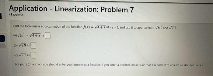 Find the local linear approximation of the function \( f(x)=\sqrt{4+x} \) at \( x_{0}=5 \), and use it to approximate \( \sqr