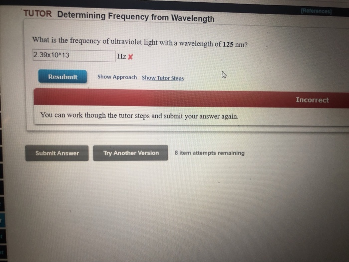 determine the frequency of ultraviolet light
