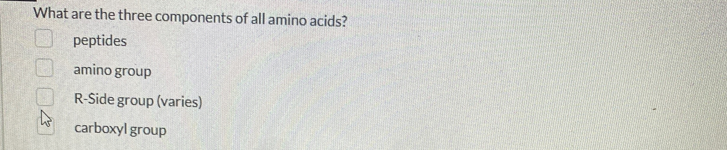 Solved What are the three components of all amino | Chegg.com