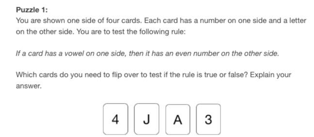 Solved Puzzle 1: You are shown one side of four cards. Each | Chegg.com