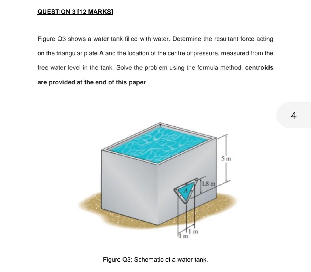 Solved Figure Q3 Shows A Water Tank Filled With Water. | Chegg.com