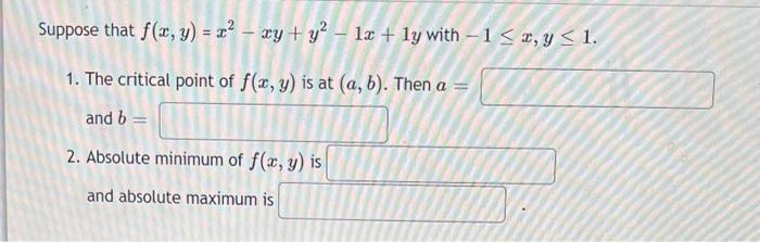 Solved Suppose That F X Y X2−xy Y2−1x 1y With −1≤x Y≤1 1