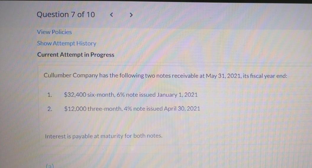 Solved Question 7 Of 10 View Policies Show Attempt History | Chegg.com ...