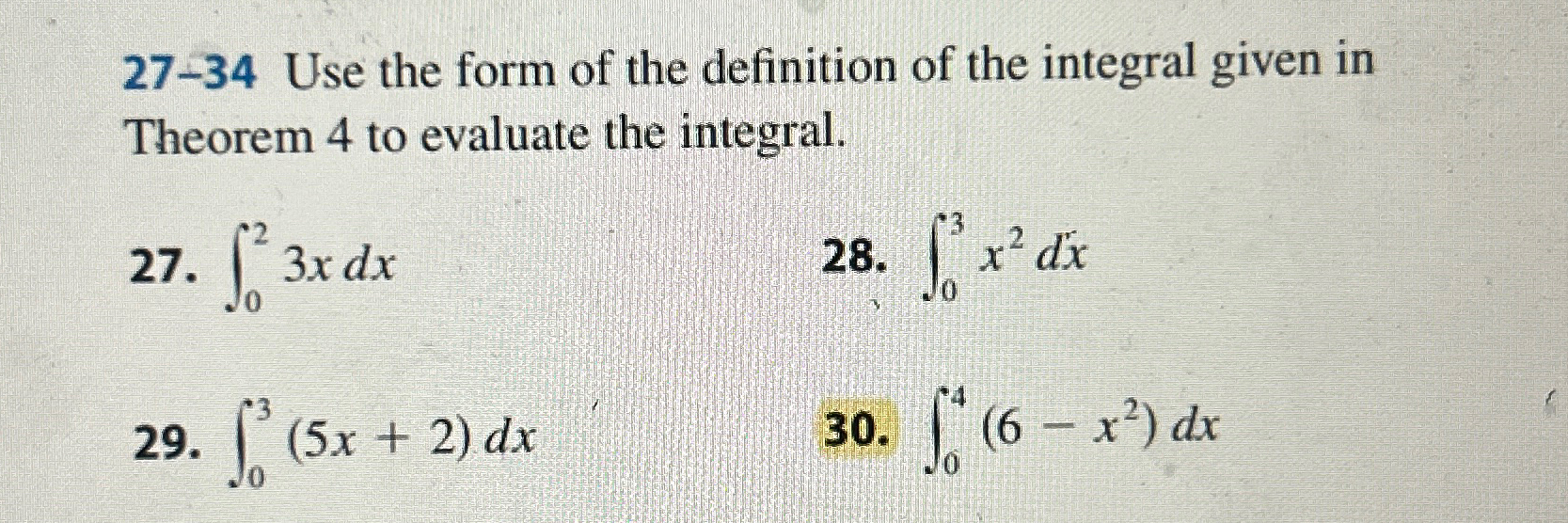 Solved 27-34 ﻿Use the form of the definition of the integral | Chegg.com