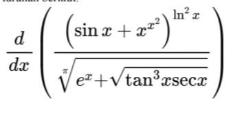 \( \frac{d}{d x}\left(\frac{\left(\sin x+x^{x^{2}}\right)^{\ln ^{2} x}}{\sqrt[\pi]{e^{x}+\sqrt{\tan ^{3} x \sec x}}}\right) \