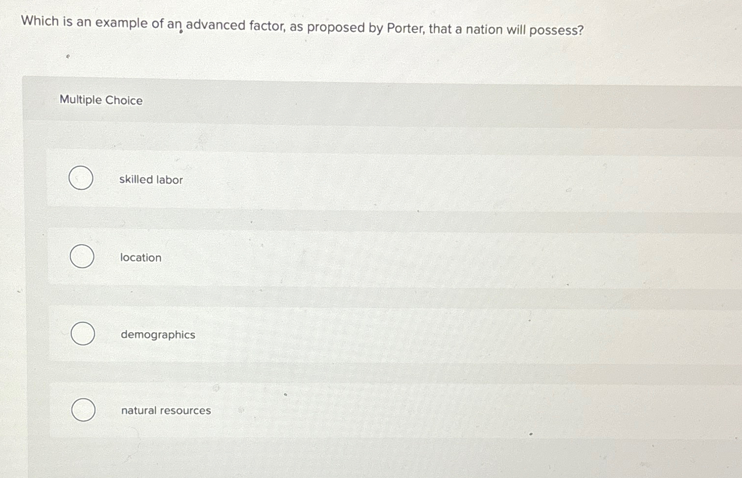 Solved Which is an example of an advanced factor, as | Chegg.com