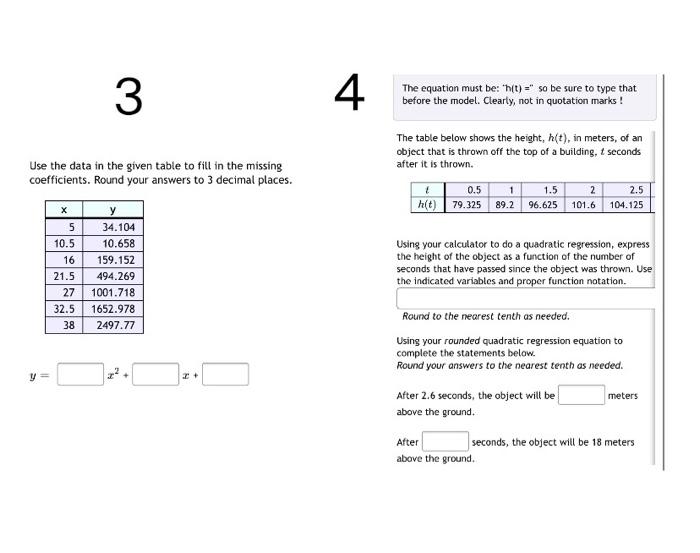 Solved 1 2 The table below show data that has been collected | Chegg.com