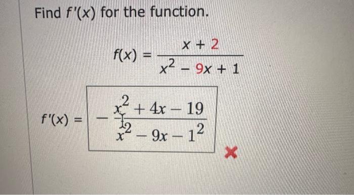Solved Find f′(x) for the function. | Chegg.com